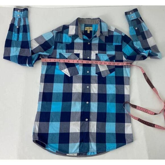 Chip & Pepper Checkered Blue Pearl Snap Shirt 100% Cotton - Men's Size Small - Picture 2 of 11